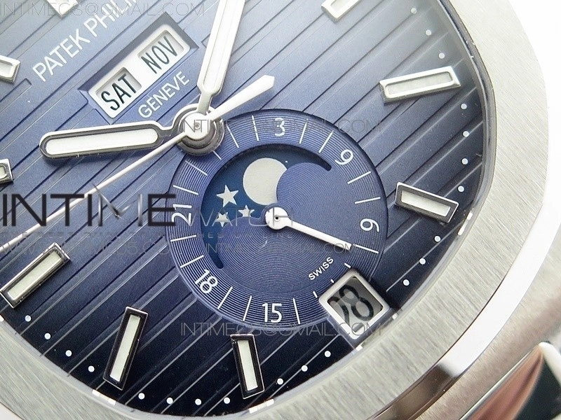 NAUTILUS 5726 SS GRF 1:1 BEST EDITION BLUE DIAL WORKING ANNUAL CALENDARON SS BRACELET A.324 V2